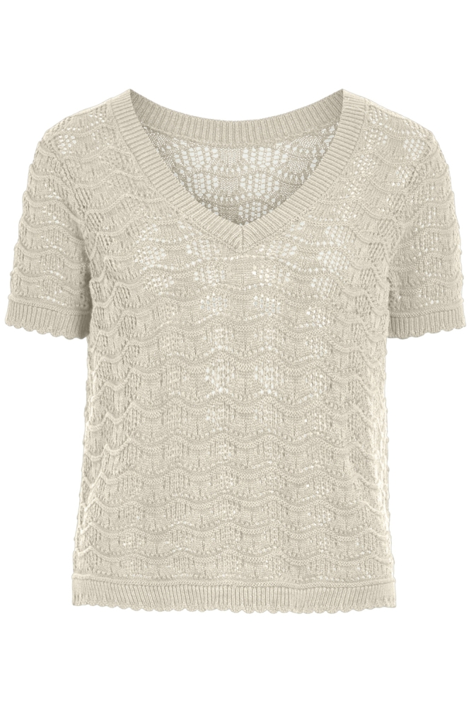 VICOBY V-NECK S/S KNIT TOP 14107039 BIRCH